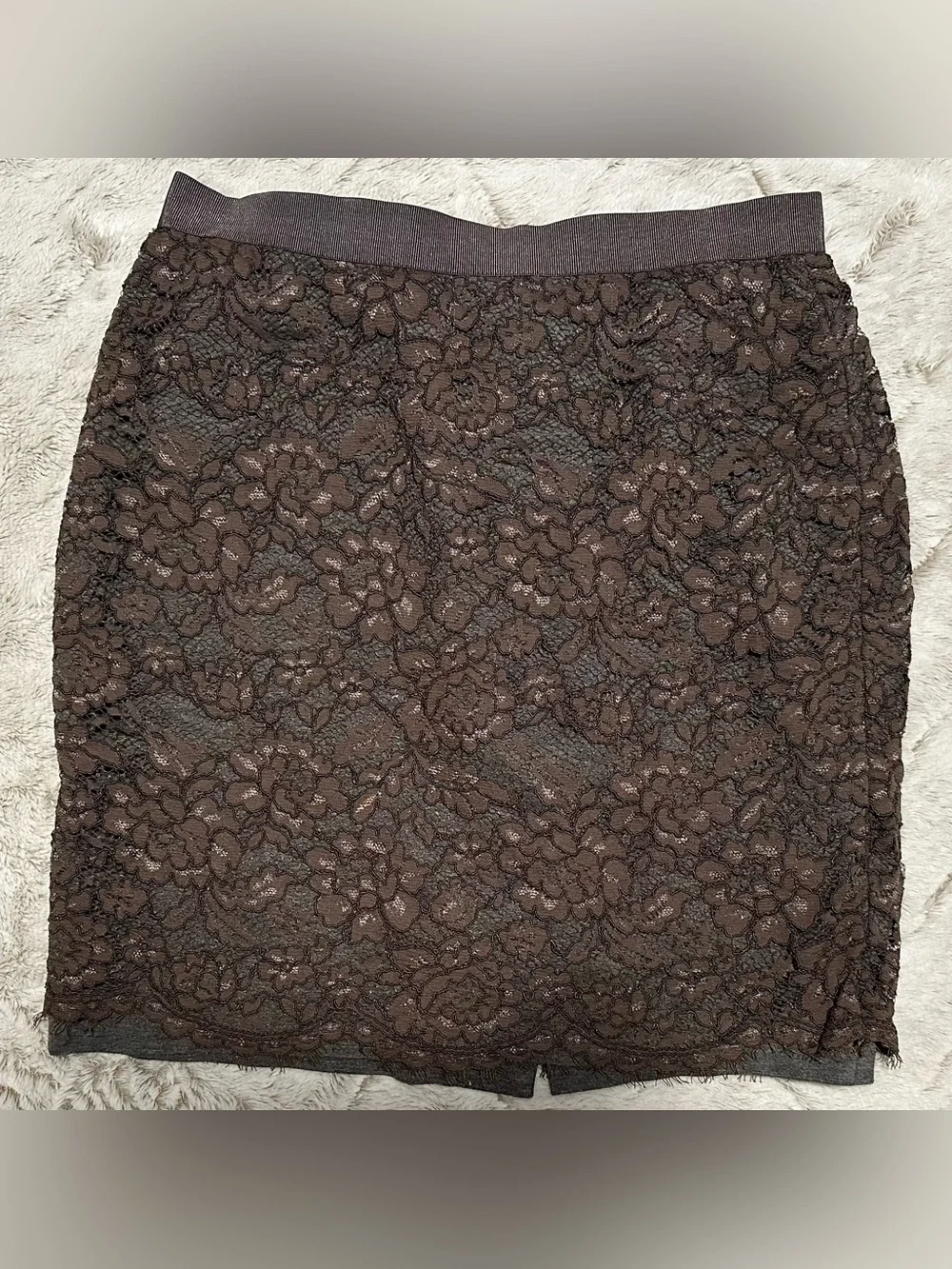 Ann Taylor Loft Women's Brown And Gray Lace Pencil Skirt Size 10 - Picture 3 of 10